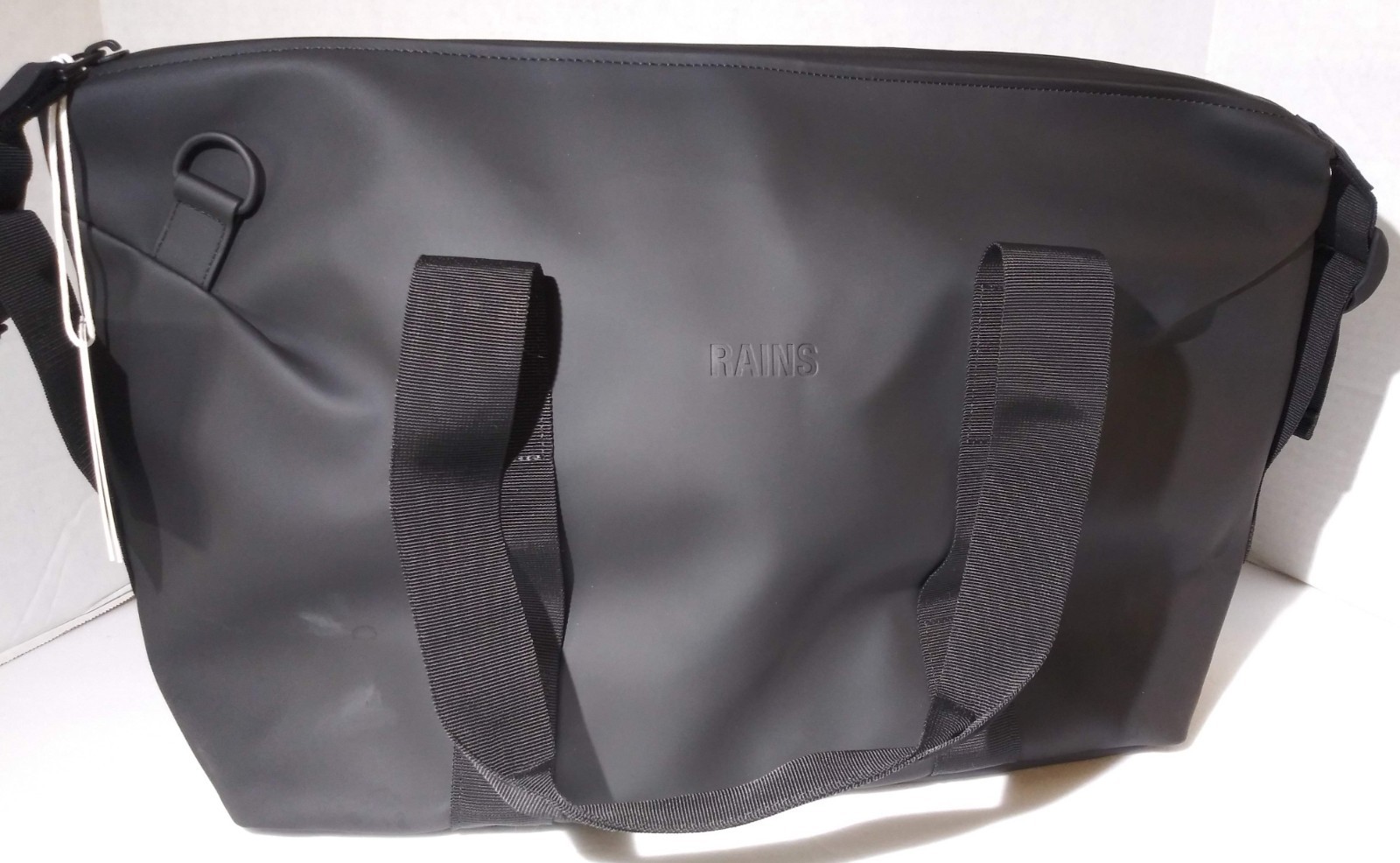 Rains Small Overnight Bag in Black Polyester w/Polyurethane Coat Waterproof Zip