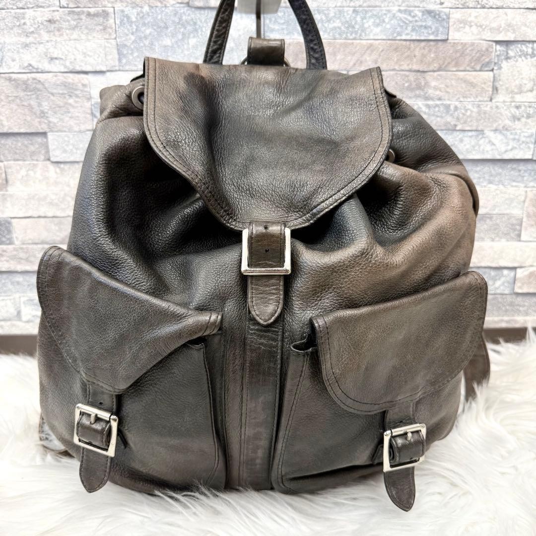 Porter Cortina Leather Backpack Rucksack Drawstring Bag Yoshida Japan Vintage