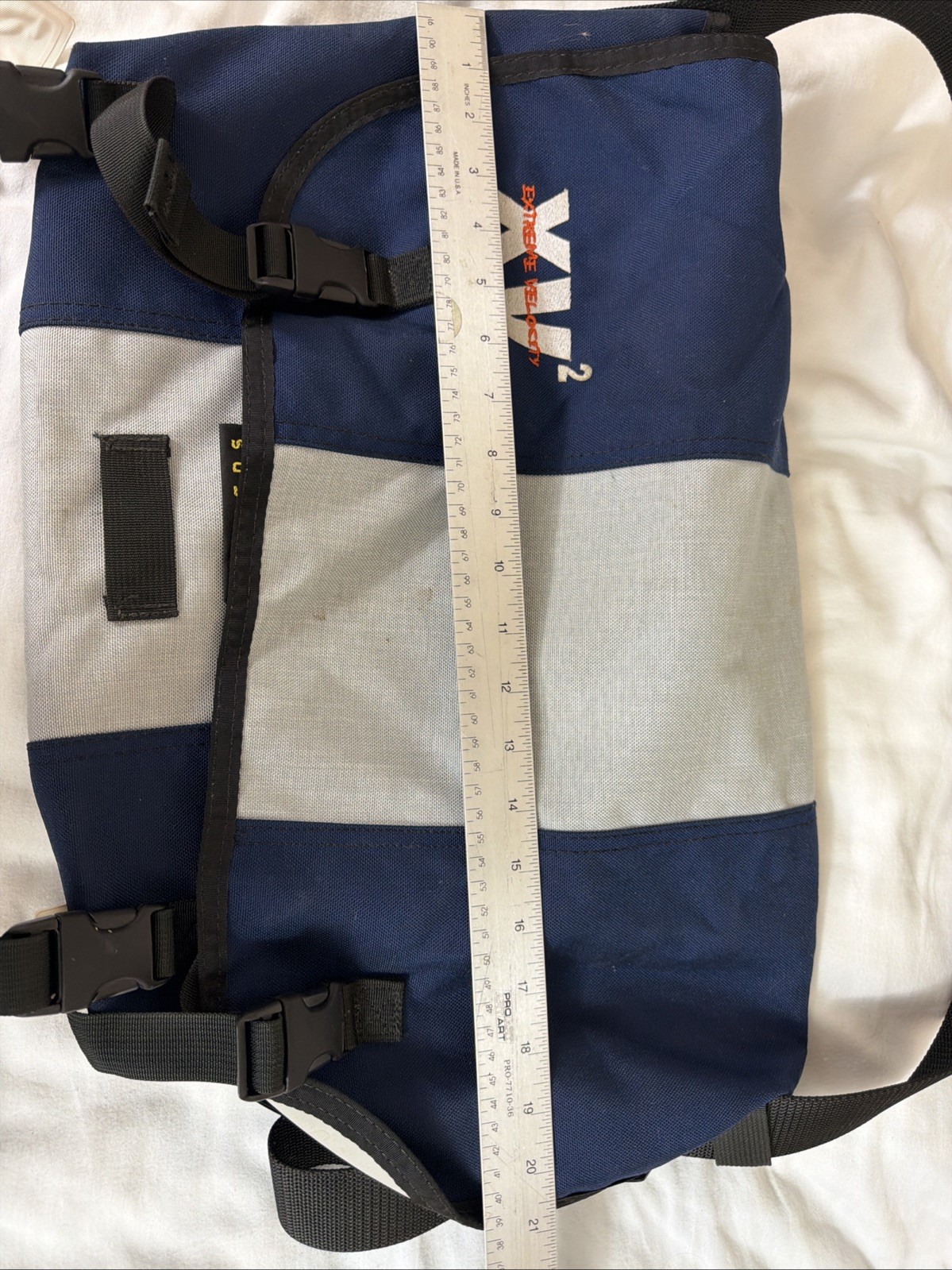 Timbuk2 Large Crossbody Messenger Bag Blue Gray Color Block Embroidered Xv2