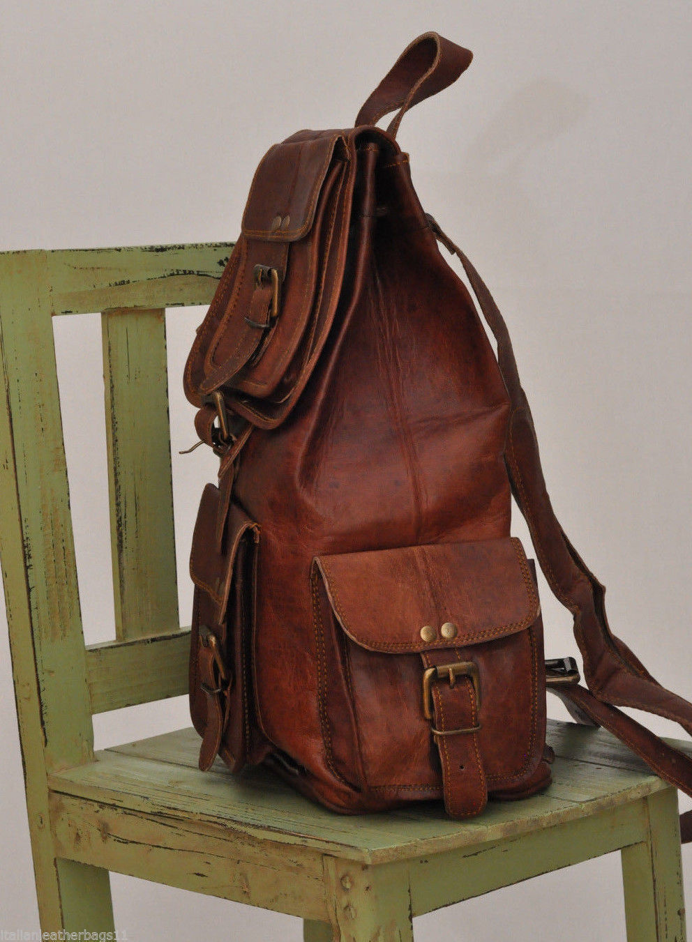 17″ New Large Genuine Leather Backpack Rucksack Travel Bag For Men’s and Women’s