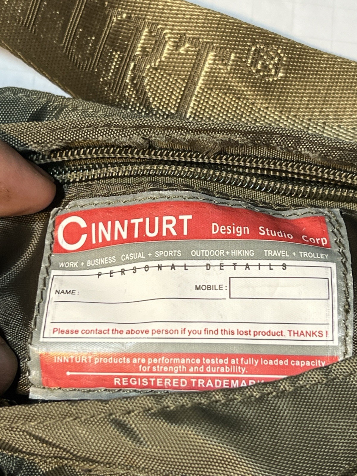 INNTURT Crossbody Sling Bag Green/Tan Solid Zip/Snap Adjustable Strap Pockets