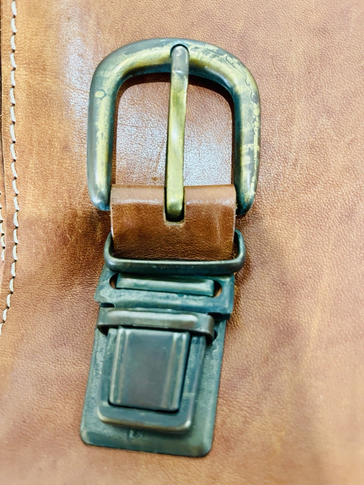 VTG Cognac Leather Briefcase/Laptop Bag w/5 Pockets By Naturally Yours-Greece
