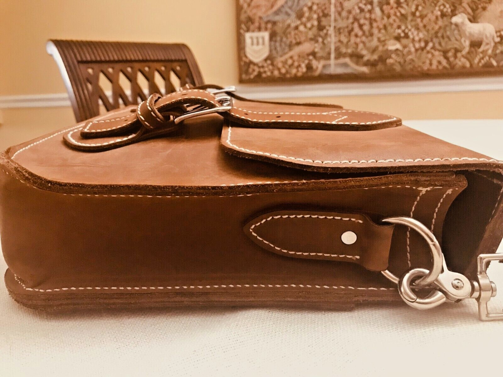 100% Handmade Heavy Saddle Leather Briefcase / Messenger Bag – GERMANY