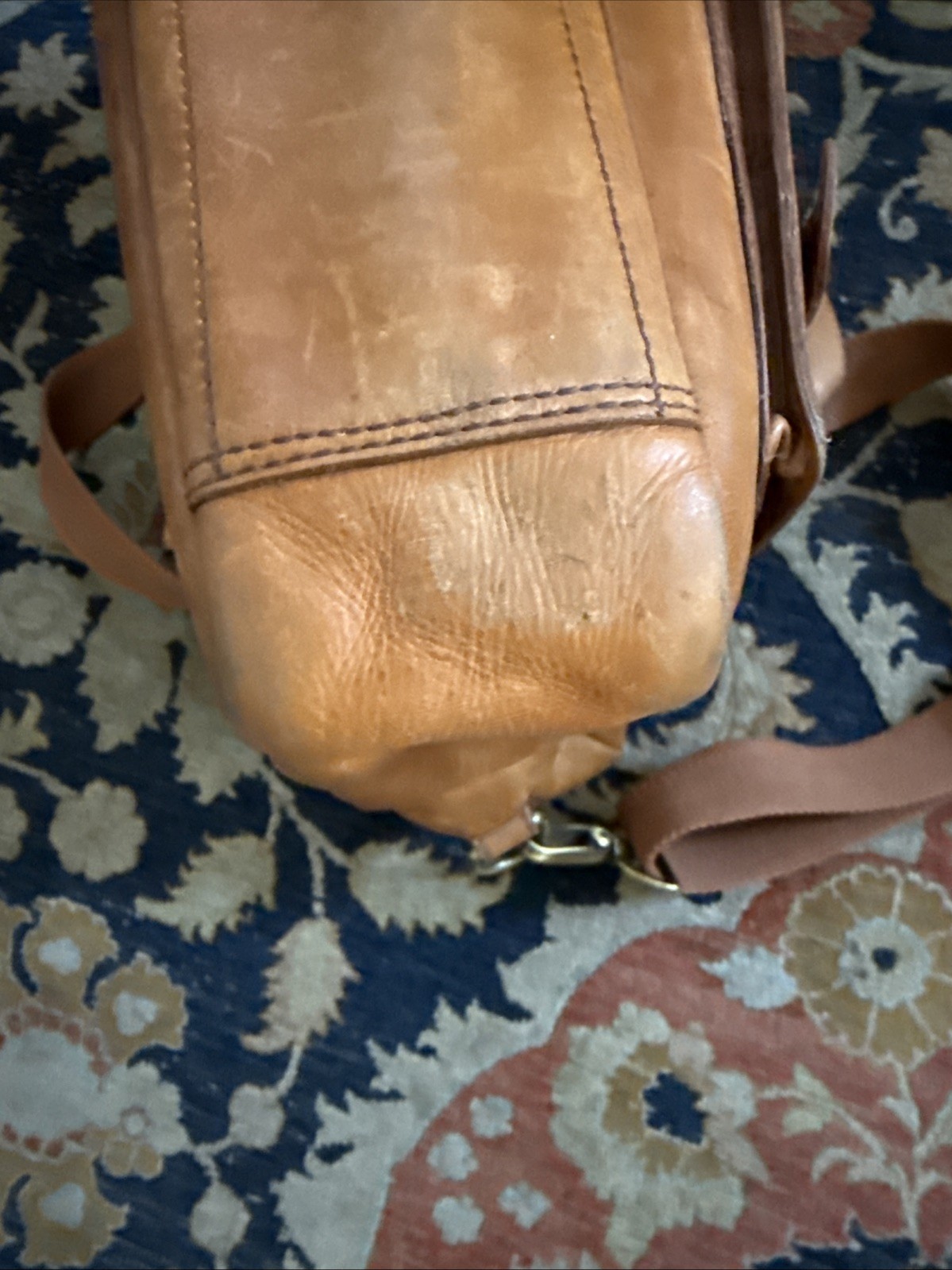 Rawlings Rugged Briefcase Large Distressed Leather Vintage Tan Heritage Stripe