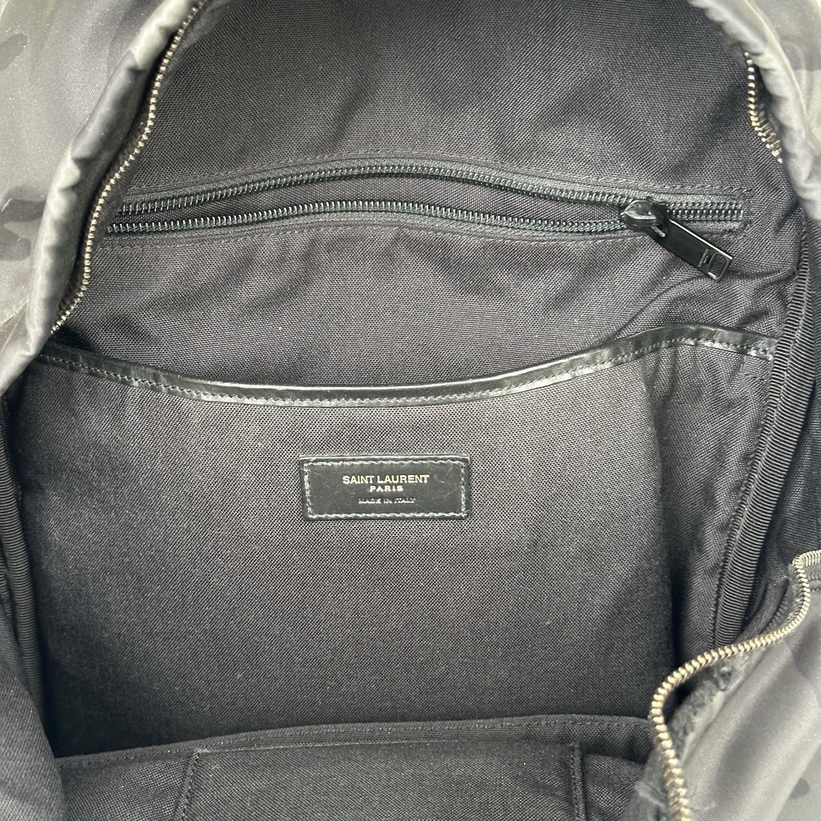 Saint Laurent Black Camo Backpack Multiple Inside Pockets
