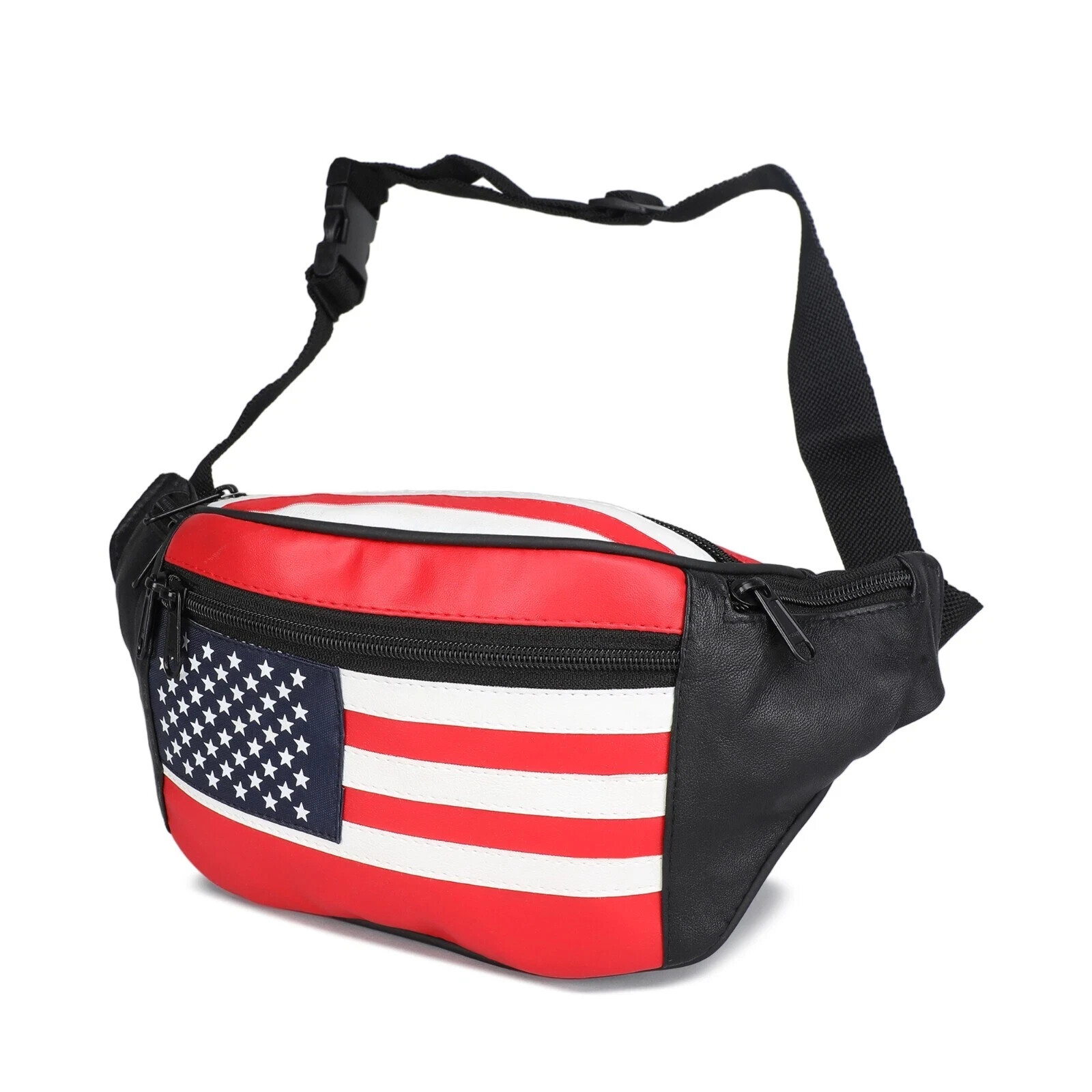 American Flag Fanny Pack Waist Wallet Genuine Leather New