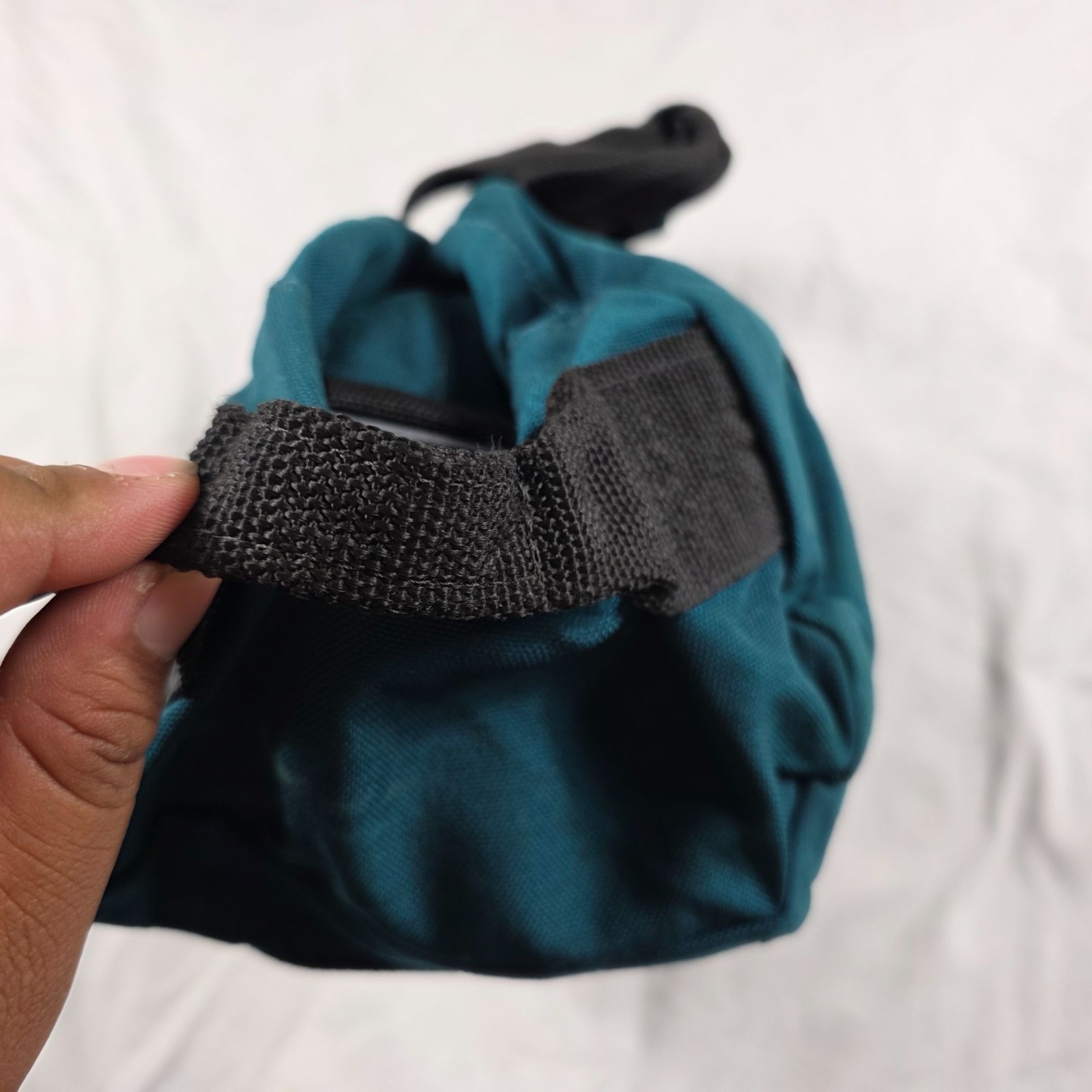 Vintage Eddie Bauer Small Blue Black Nylon Duffel Bag Outdoor Gear Made In USA