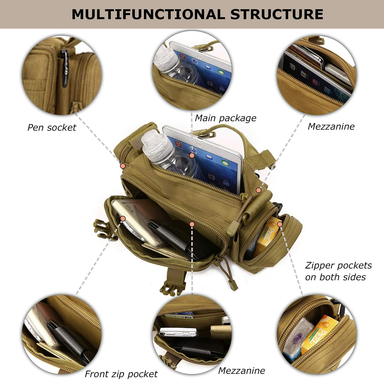 Military Tactical Fishing Camping Pouch Outdoor Waist Bag Climbing Shoulder Bags