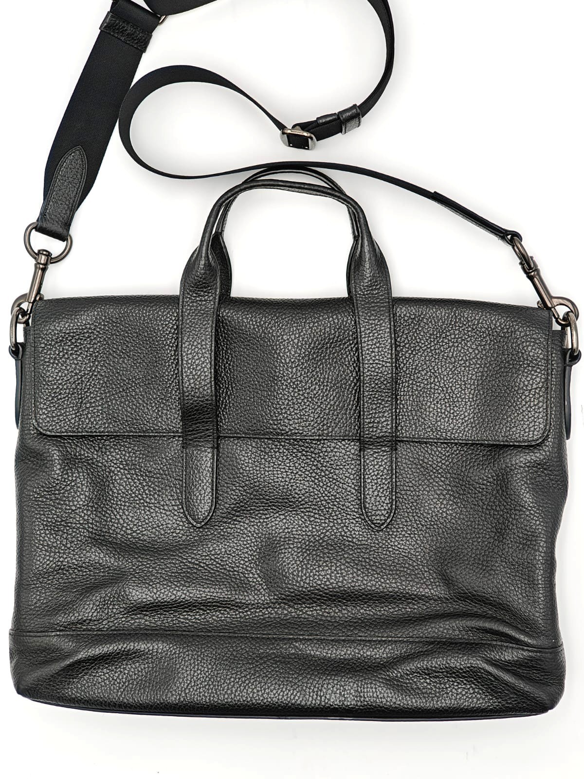 Coach Hamilton Mens Portfolio Briefcase Black Pebble Leather Laptop 2Way F75757