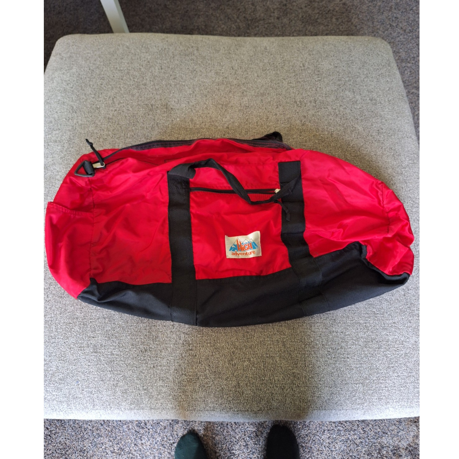 High Adventure Red Black Duffle Bag Zip Lightweight Outdoor Travel