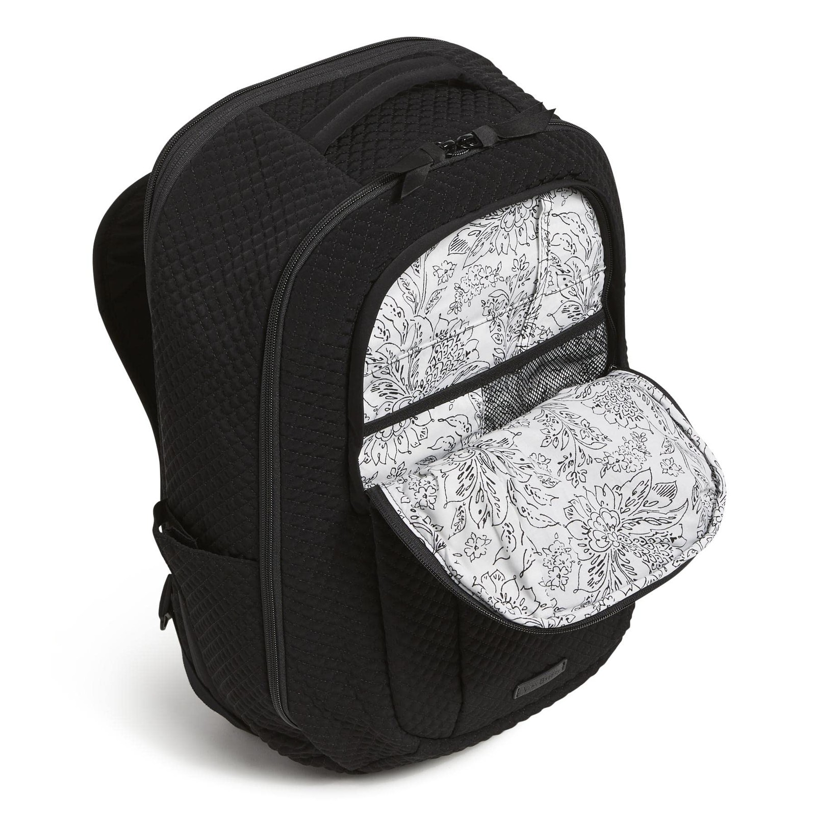 Vera Bradley Women’s Microfiber Large Travel Backpack Travel Bag, Classic Bla…