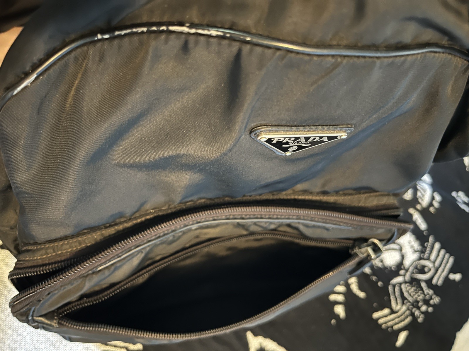 Prada Black Nylon Tessuto Logo Backpack Bag