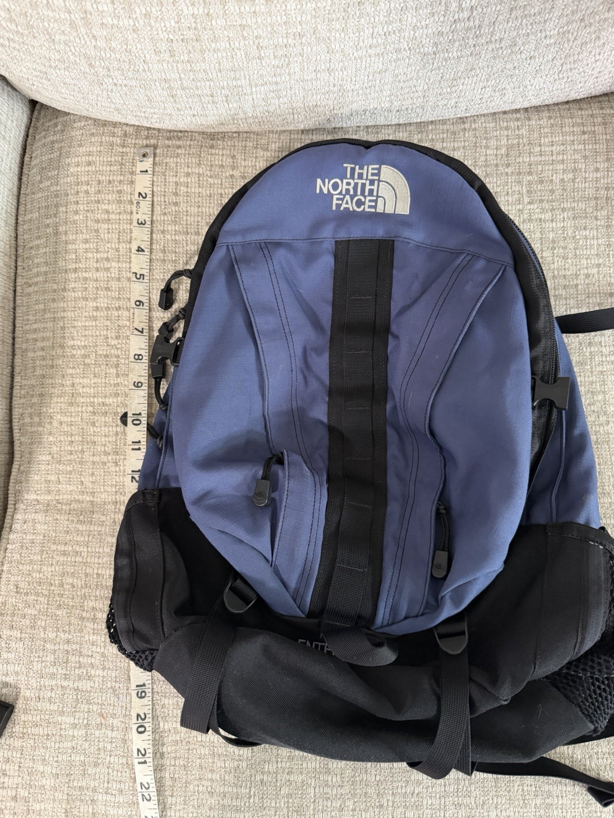 The North Face Vintage Blue And Black Backpack Large