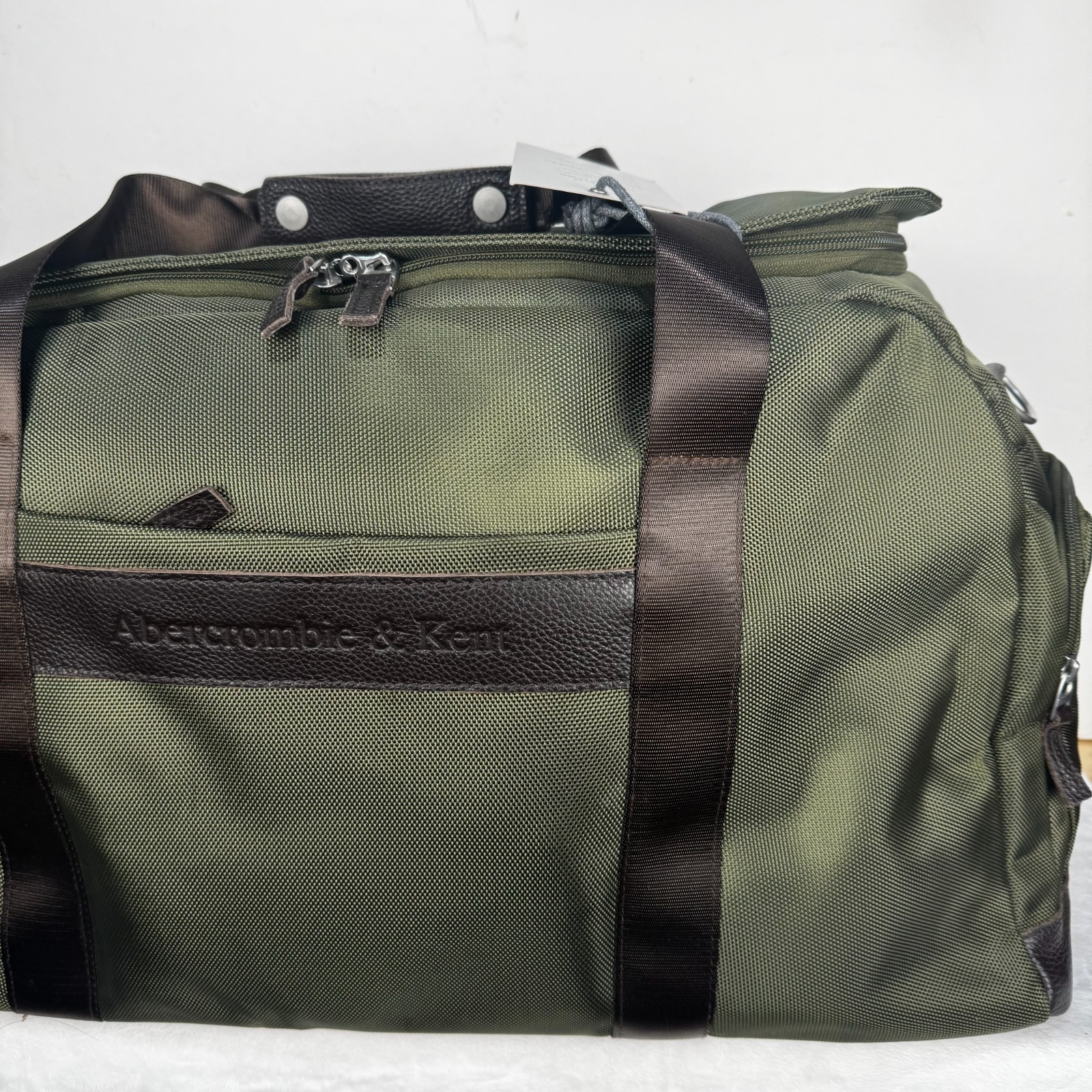Abercrombie & Kent Large Travel Weekender Duffel Bag Safari Green Brown Waterpro