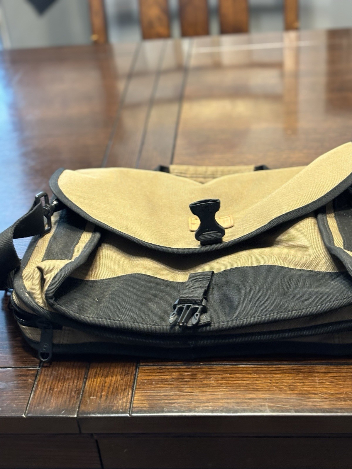 Duluth Trading Co. Briefcase/ Laptop Bag Black / Tan Canvas Multi Purpose Bag