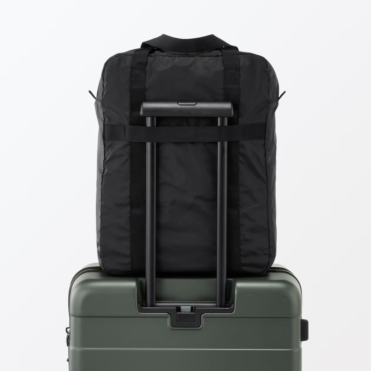 MUJI Packable Water-Repellent Vertical Boston Bag Black/Khaki/Dark Beige NWT