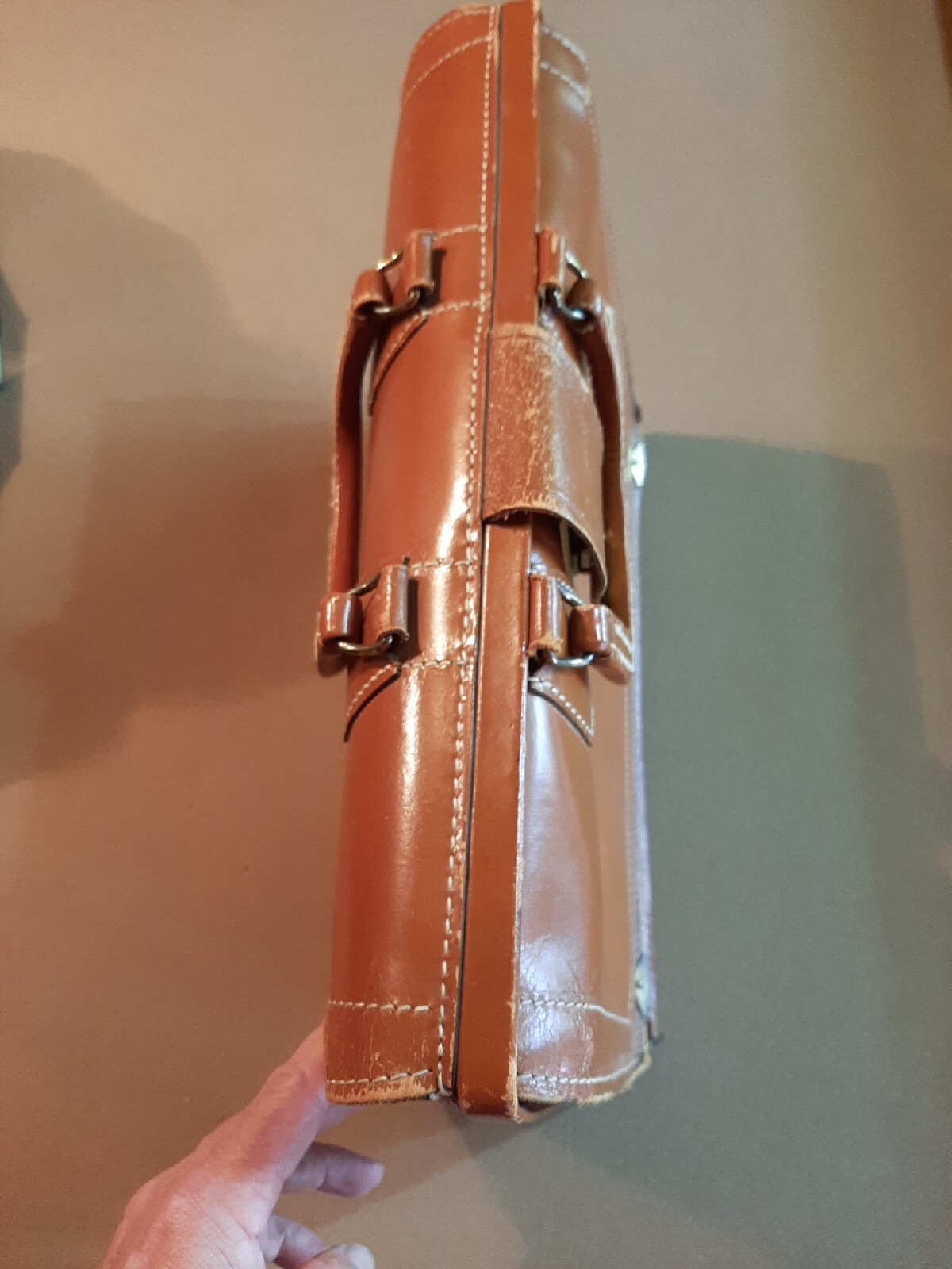 Vintage Bosca Built Brown Leather Briefcase In Used Condition