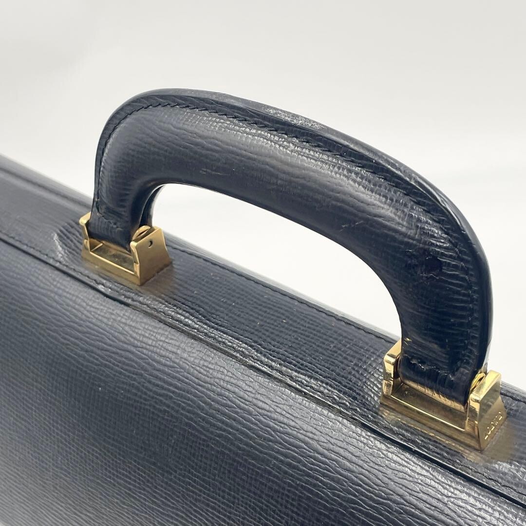 LOEWE Anagram Black Leather Briefcase Business Bag A4 PC Storage Auth