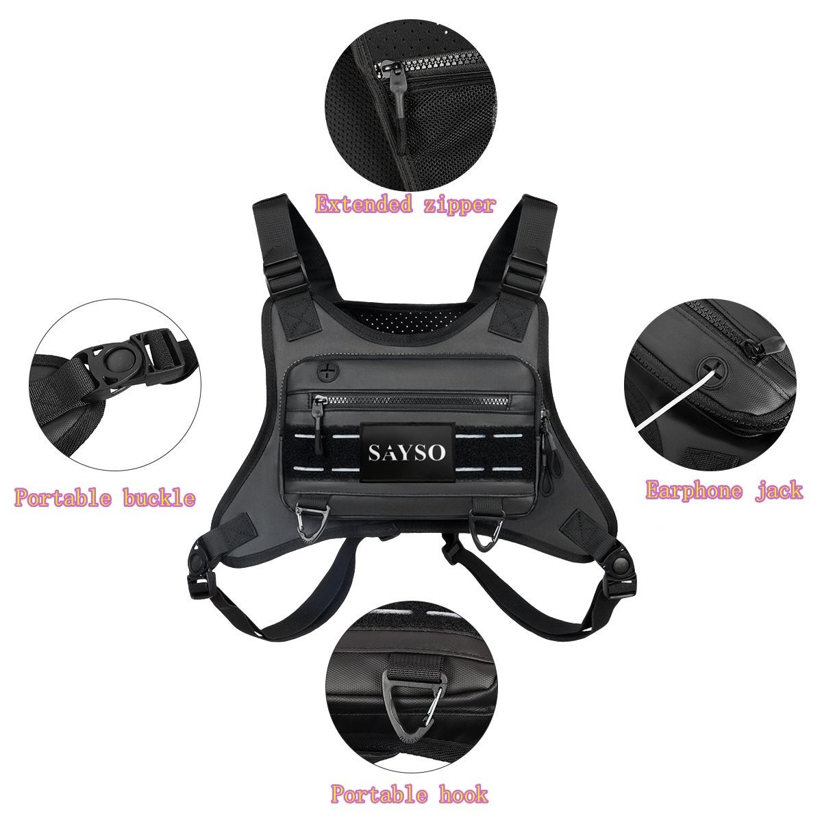 Sport Running Chest Rig Bag Front Pouch Recon Kit Pack Protective Vest