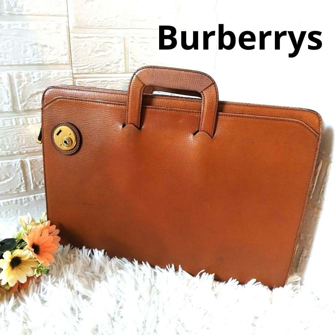Authentic Burberrys Men’s Leather Business Briefcase 42cm Brown Gold Hardware