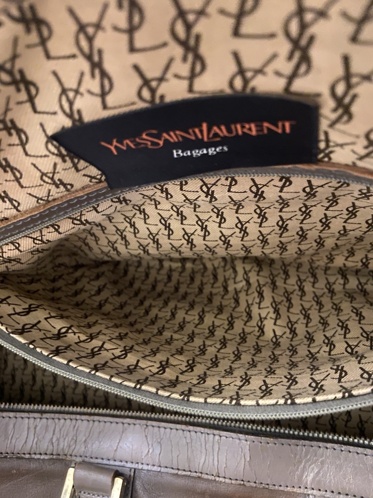 Thrashed YSL Saint Laurent Small Leather Boston Duffle Travel Bag, Poor Cond