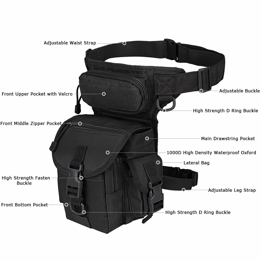 Mens Outdoor Adjustable Backpacks Drop Leg Bag Military Tactical Molle Pouch New