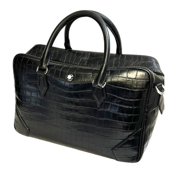Montblanc Duffle Bag Handbag Leather Black 35x22x16cm pre-owned