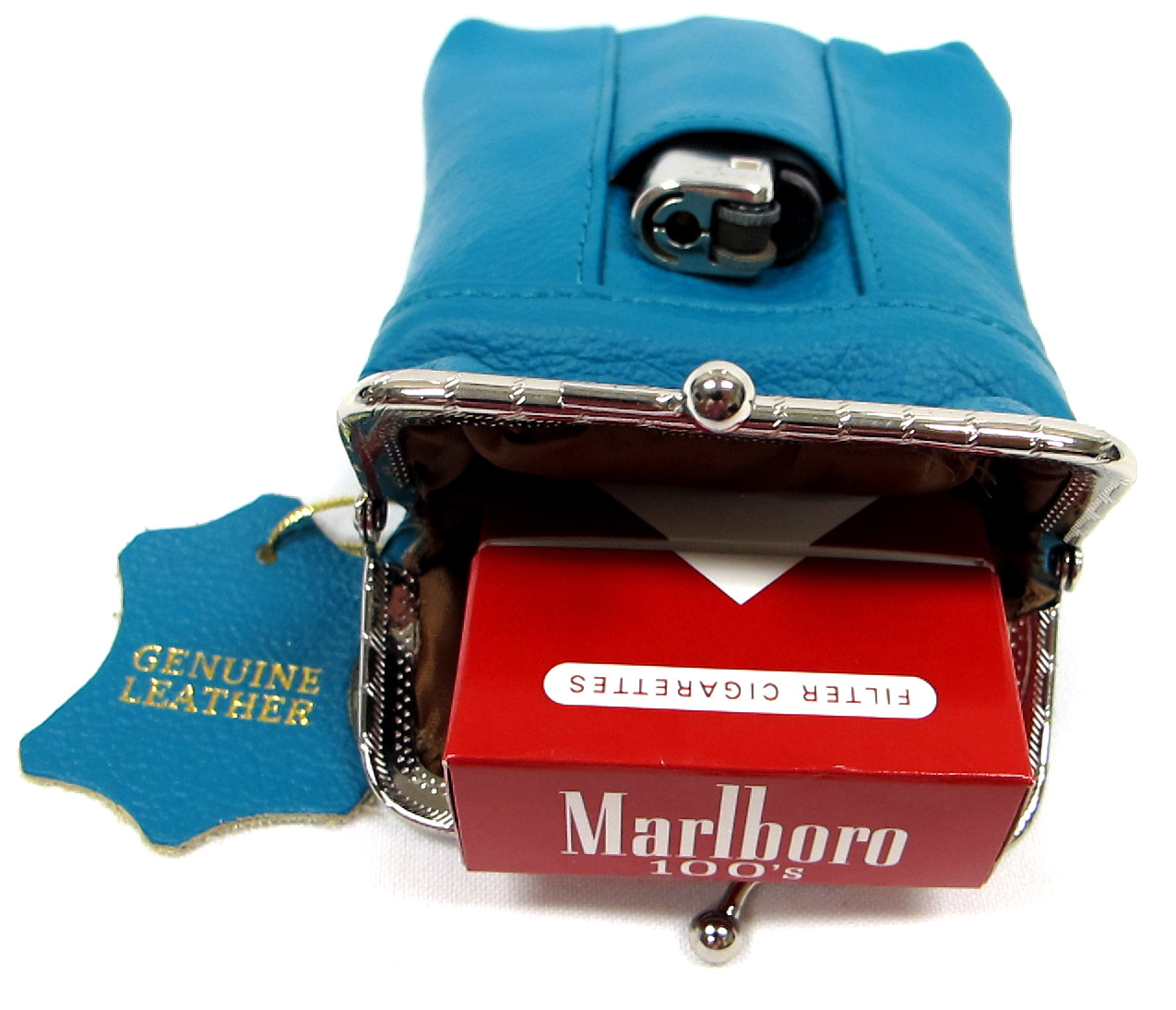 2pc in 2Color Leather Cigarette Soft Case TURQUOISE 100s+120s Blk Brown Pink Red