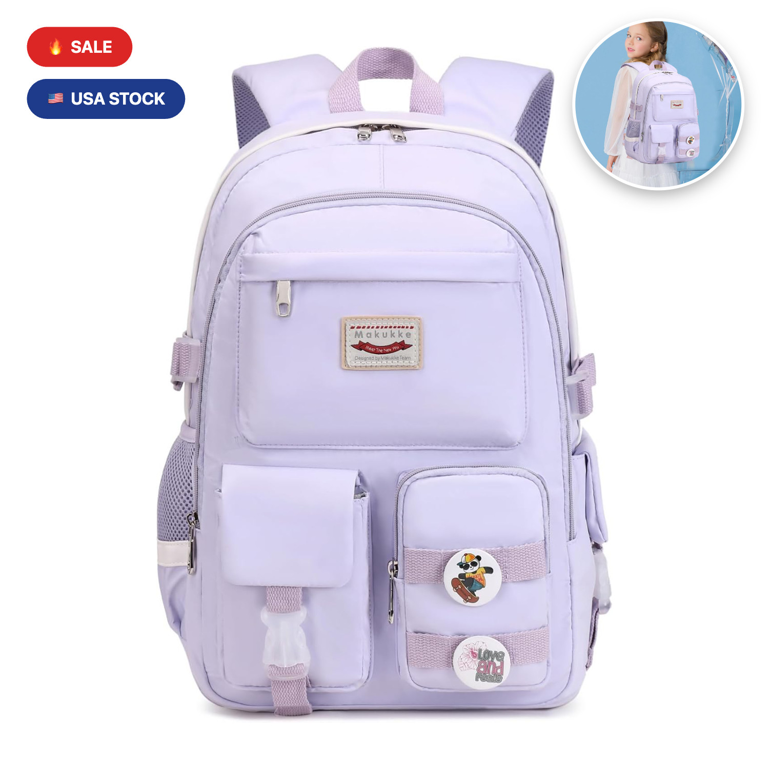 Mochilas Escolares Morada Preppy Para Niñas Adolescentes Aesthetic 15.6 Laptop