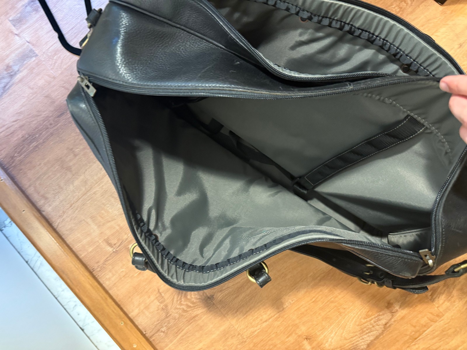 Glasser Designs: Large Black Leather Bag. Excellent condition.