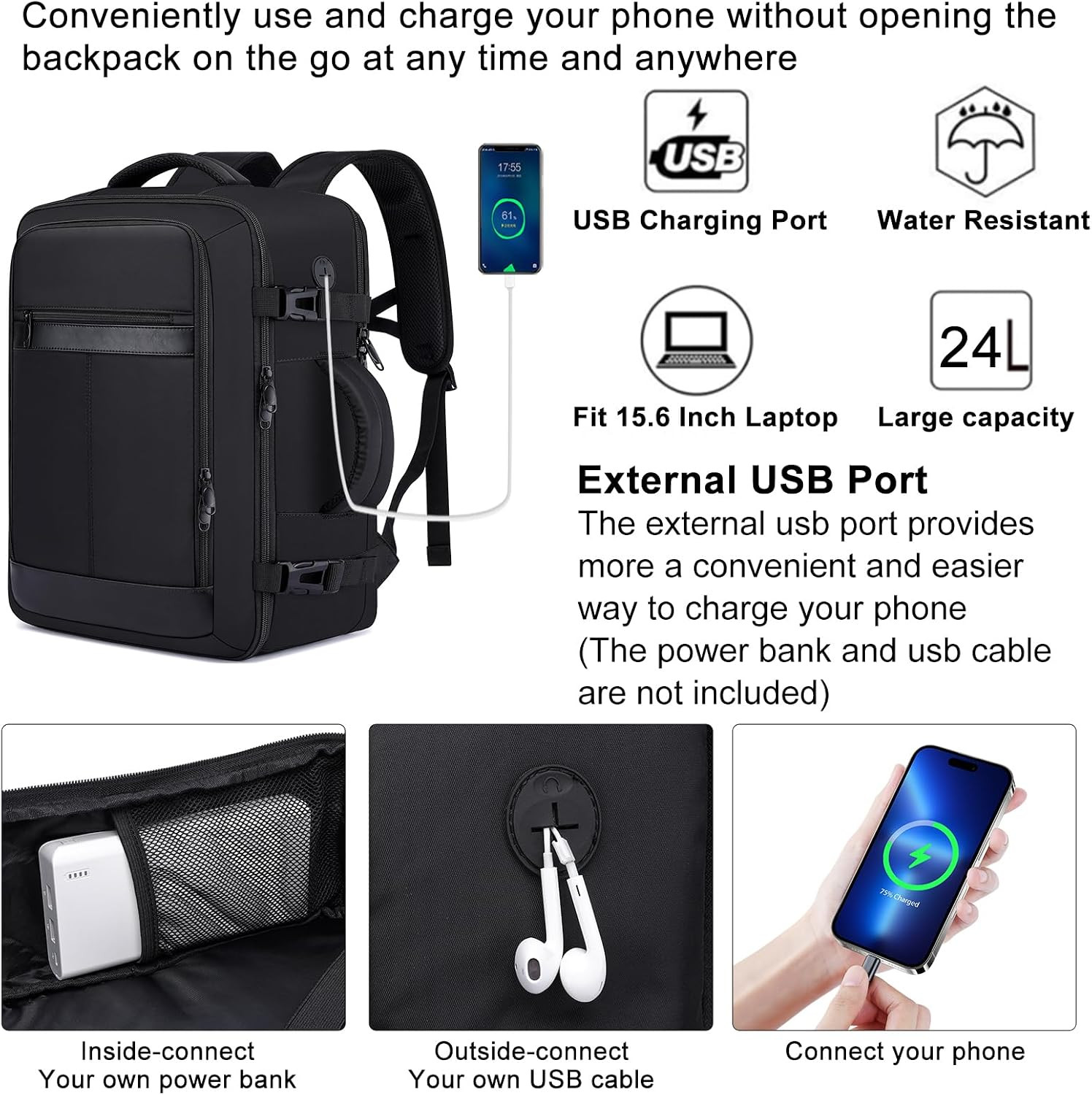 Travel Backpack for Men,Airplane Approved Carry on Backpack Suitcase with Shoe P