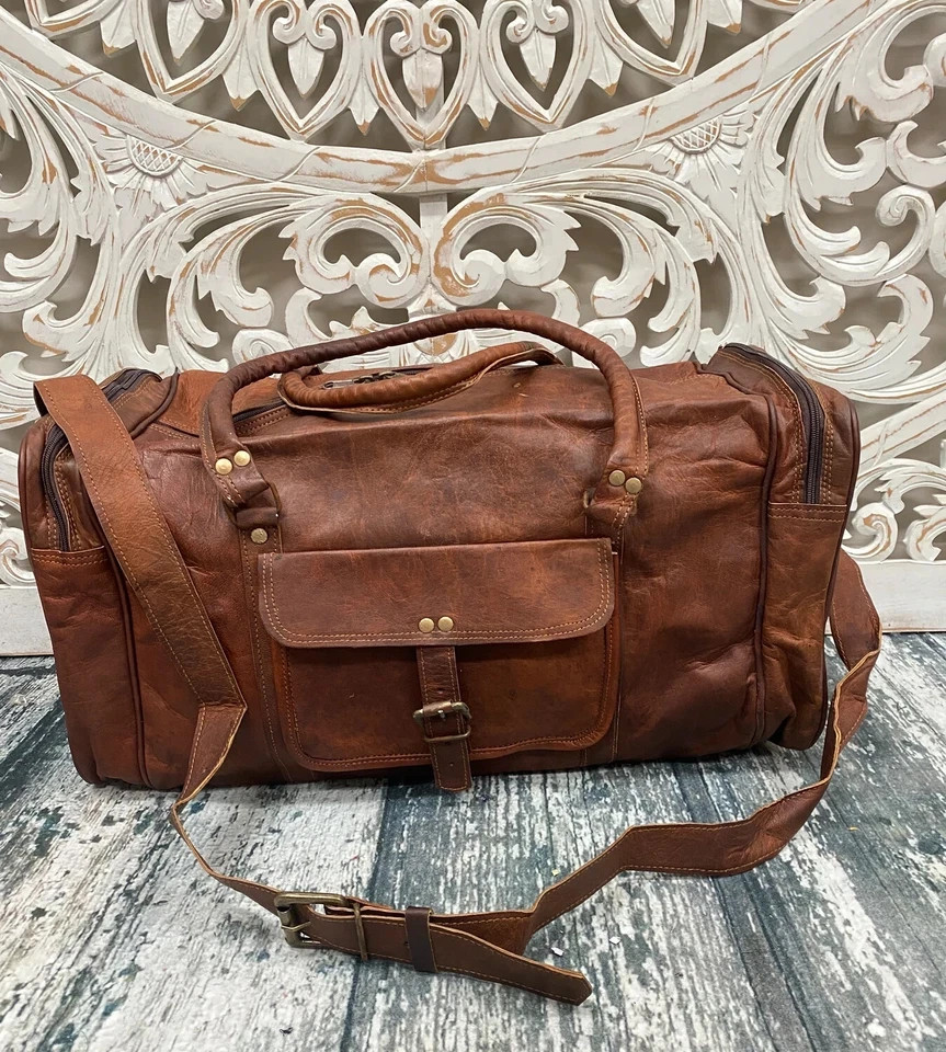 Leather Bag Travel Duffel Vintage Gym Genuine Men Overnight Luggage Handmade Men