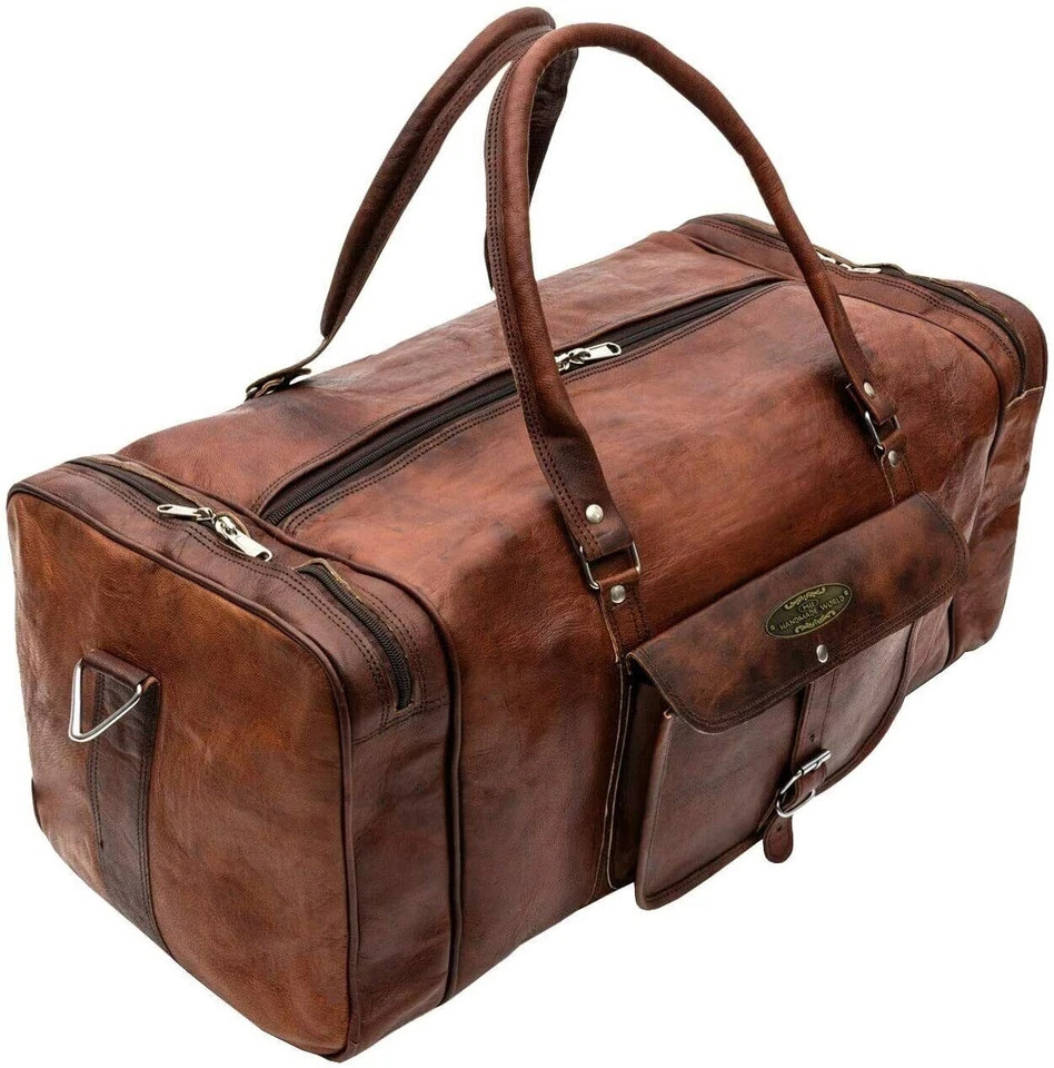Leather Duffle Bag Genuine Trave 21″ -Handmade World