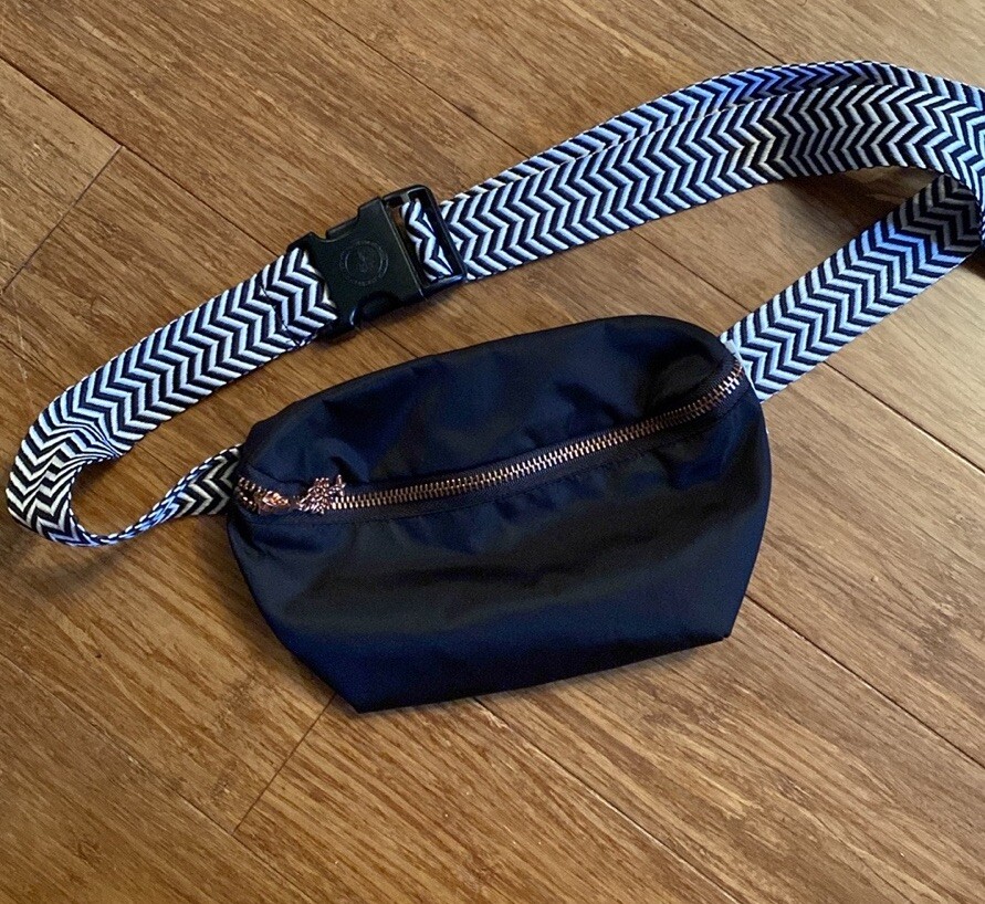 Oak And Reed Black Fanny Pack / Belt Bag – Black/white Adjustable Strap