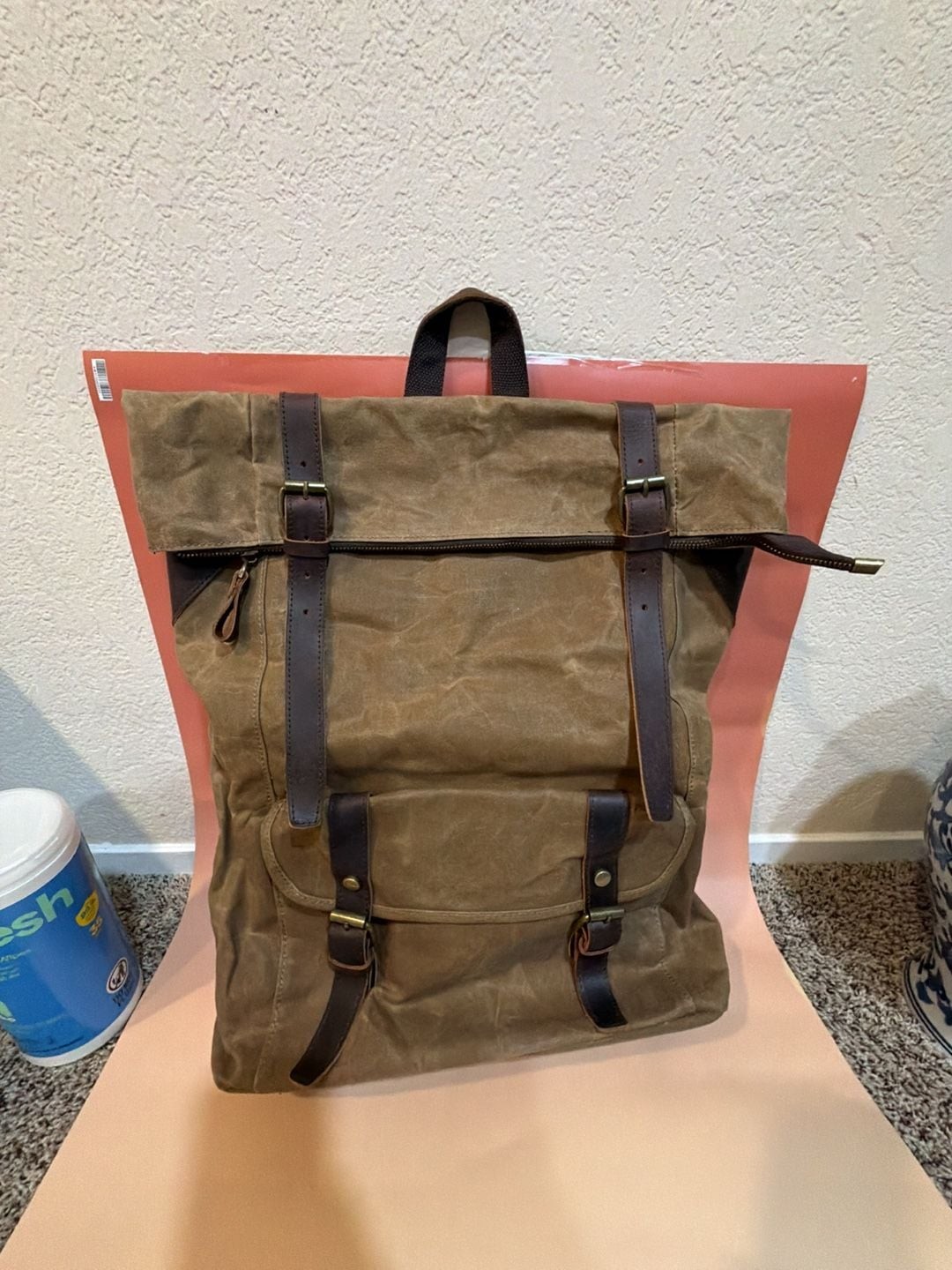 Large incredible waxed Canvas backpack – Travel (water resistant)