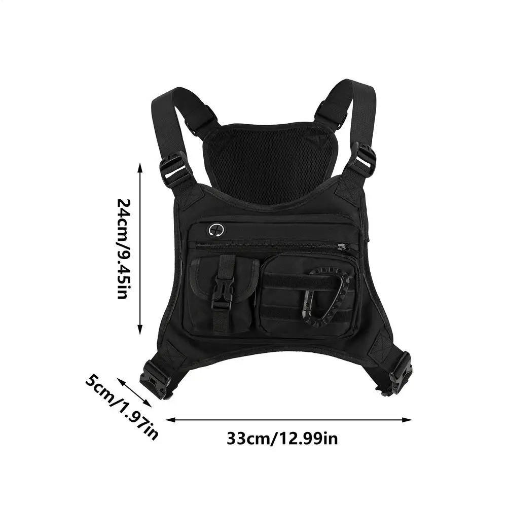 Men’s Nylon Chest Bag Chest Pack Adjustable Sports Utility Vest Bag Chest Pouch
