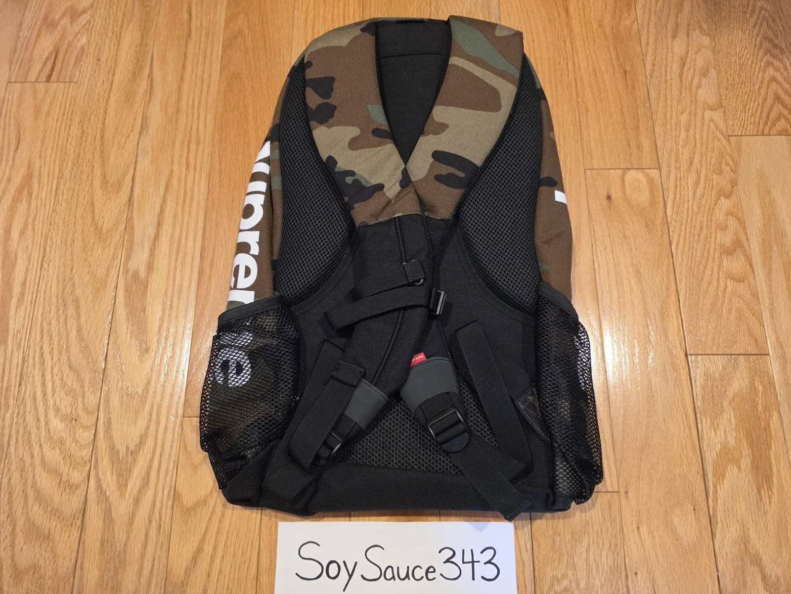 NEW SUPREME LOGO BACKPACK BOX LOGO WOODLAND CAMO SS14 CORDURA FABRIC RARE