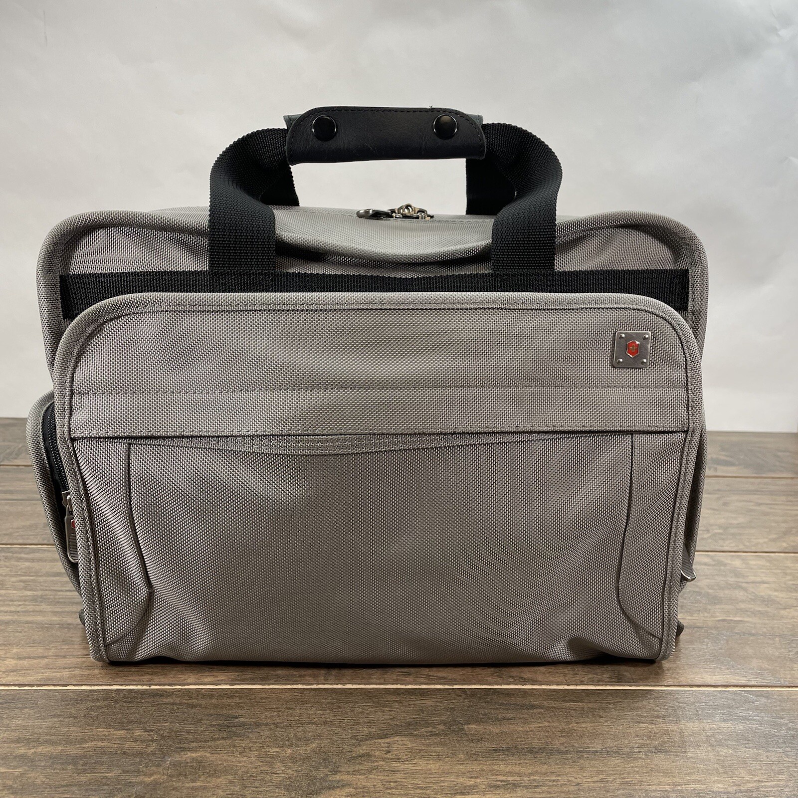 Victorinox Gray Canvas Messenger Briefcase Shoulder Bag- Missing Strap