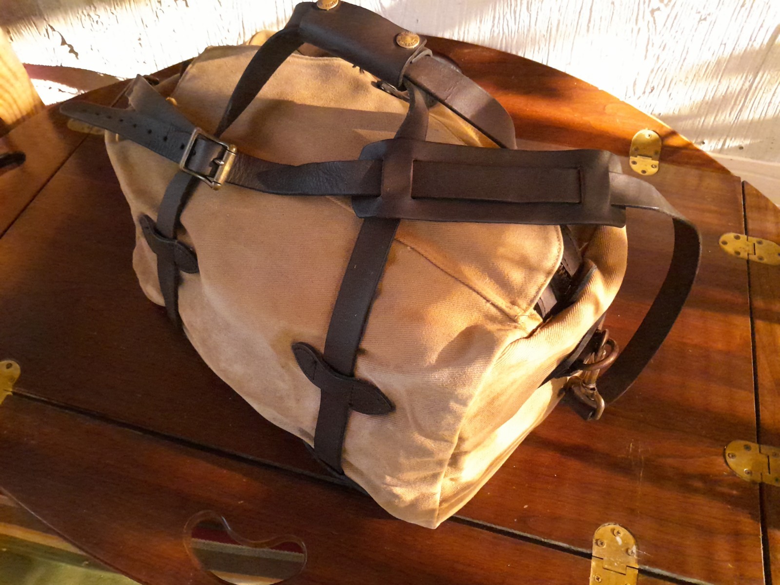 Matching Tan Filson Travel Set: Small Duffel 220 & Medium Field Bag 232 w/ Strap