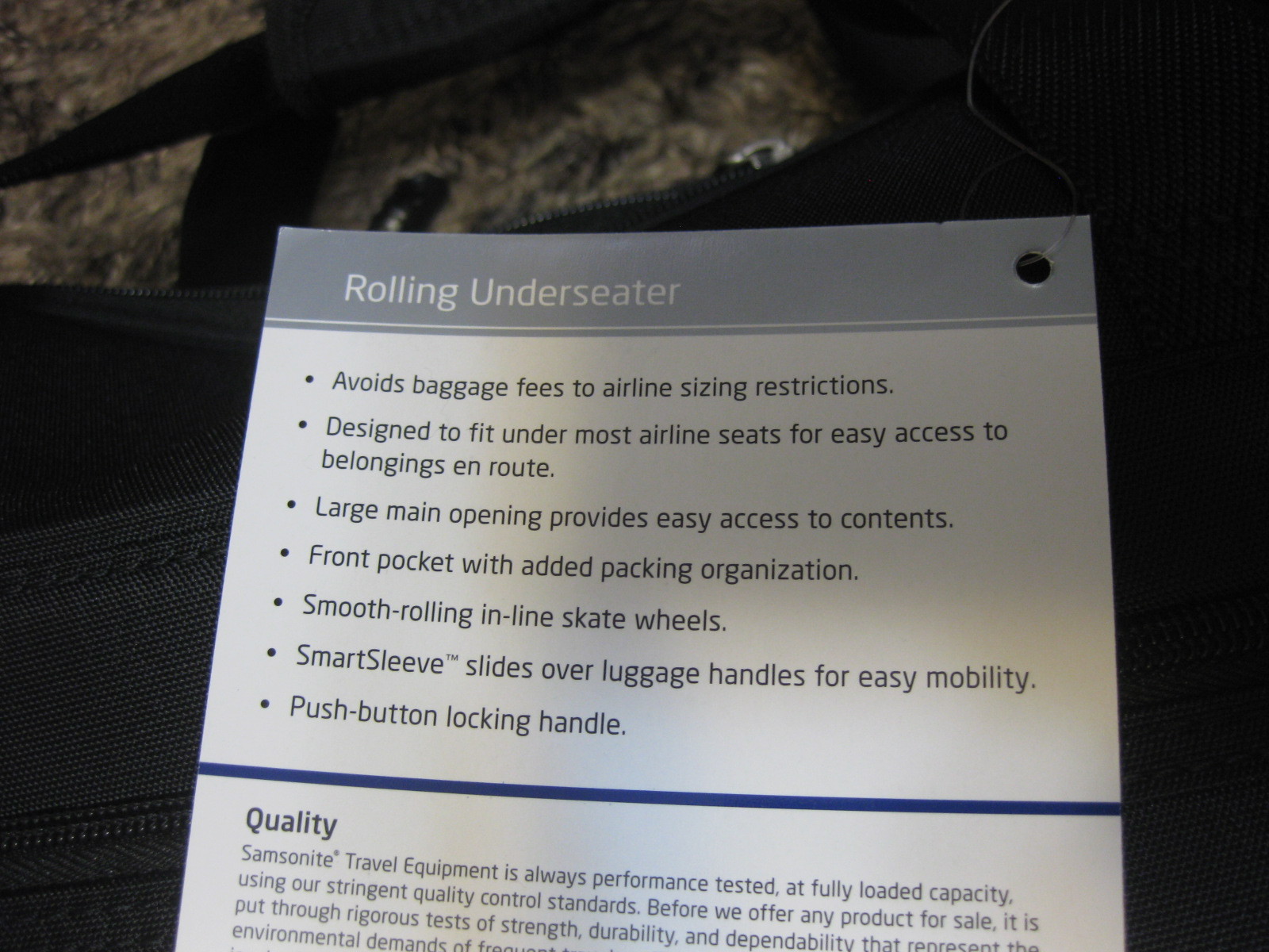 NEW Samsonite 732611041 ROLLING UNDERSEATER FITS UNDER MOST AIRLINE SEATS
