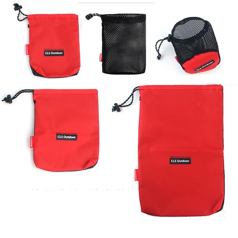 5 PCS Drawstring Bag With Toggle Nylon Cinch Ditty Pouch Sack Gym Travel