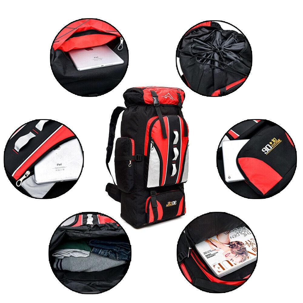 56L/80L/100L Outdoor Military Tactical Backpack Rucksack Camping Hiking Bag
