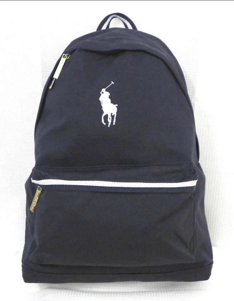 Polo Ralph Lauren Backpack Navy Blue White Signature Pony Logo New #K2-3