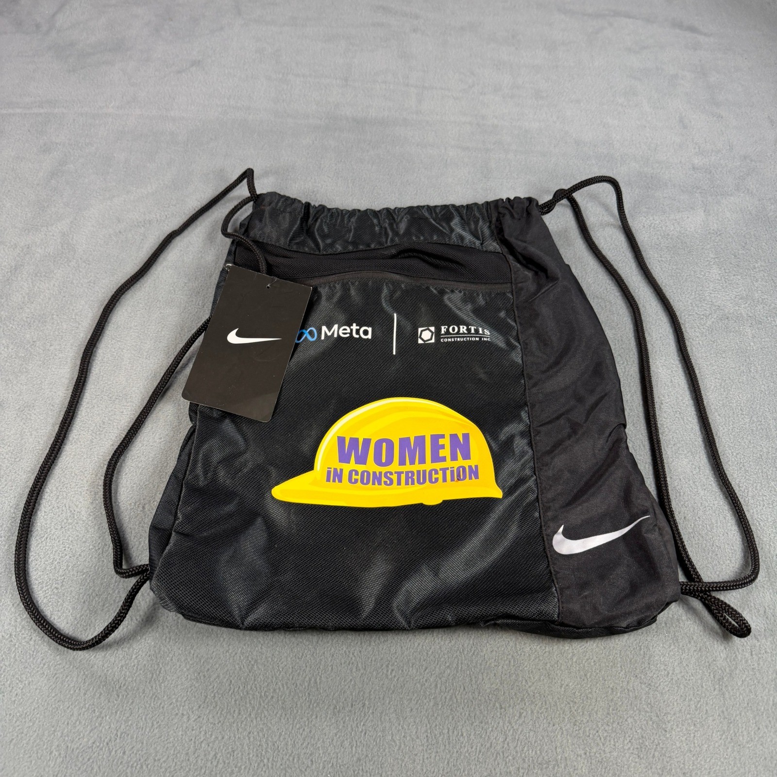 Nike Golf Drawstring Bag Black Meta Fortis Women in Construction CinchTG0274-001