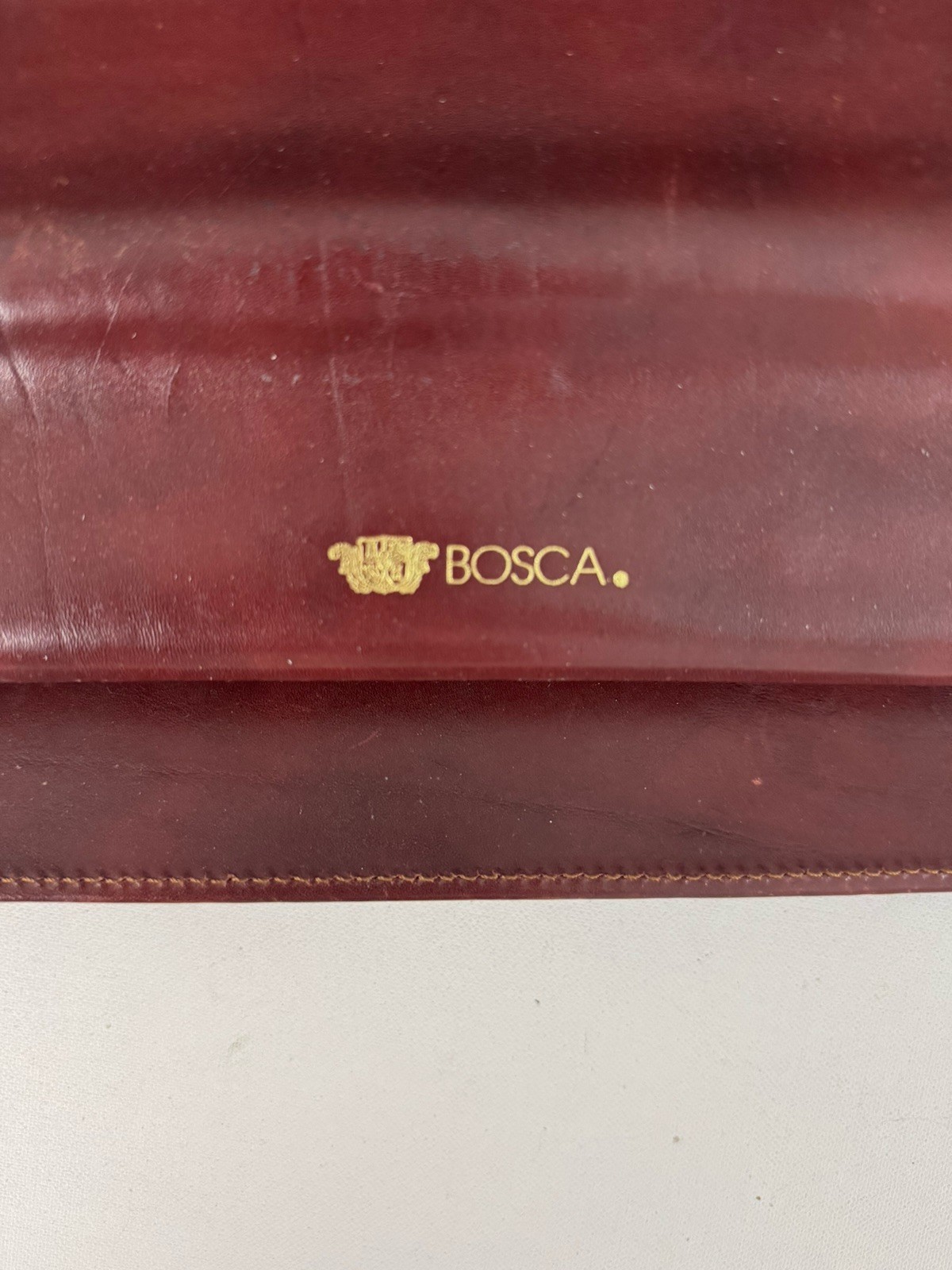 BOSCA Vintage Brown Leather Attache Briefcase Envelope Closure Top Handle