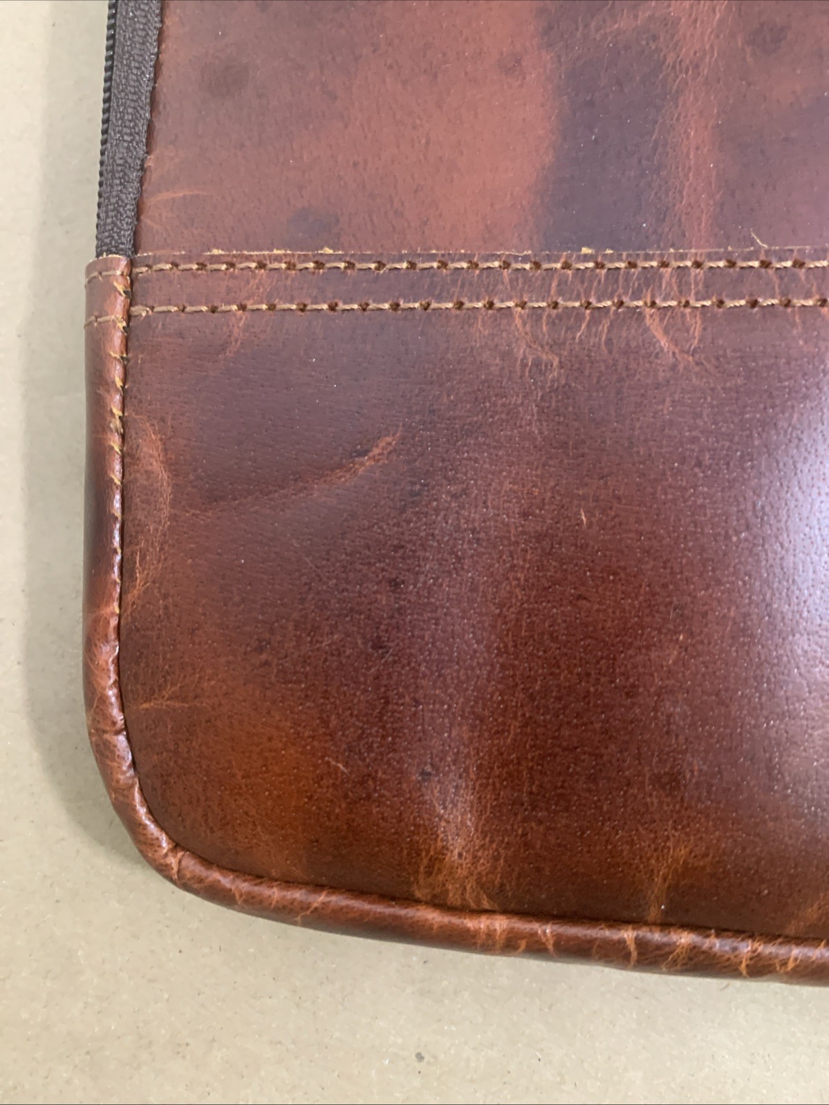 Mahetri Tan/Dark Brown Buffalo Leather 16″ Laptop/Messenger Briefcase NEW READ
