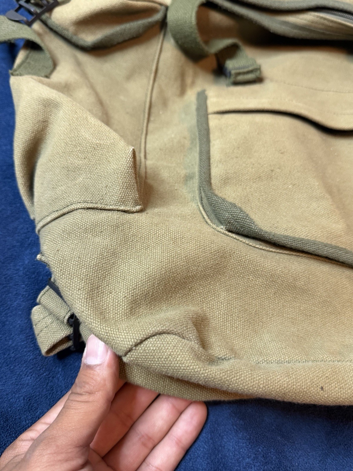 Vtg Canvas Rucksack Olive Faded Distressed (Fully Functional) See Photos