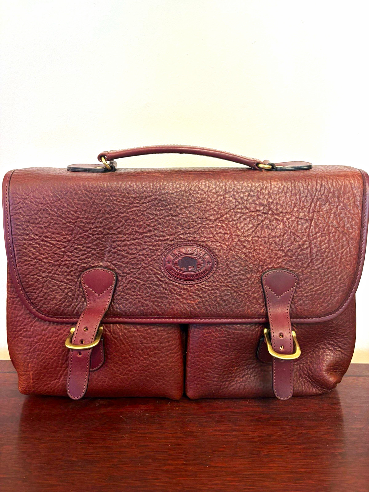 H.S. Trask Brown Men’s Briefcase/Document Case Medium Buckle Closure Brand New