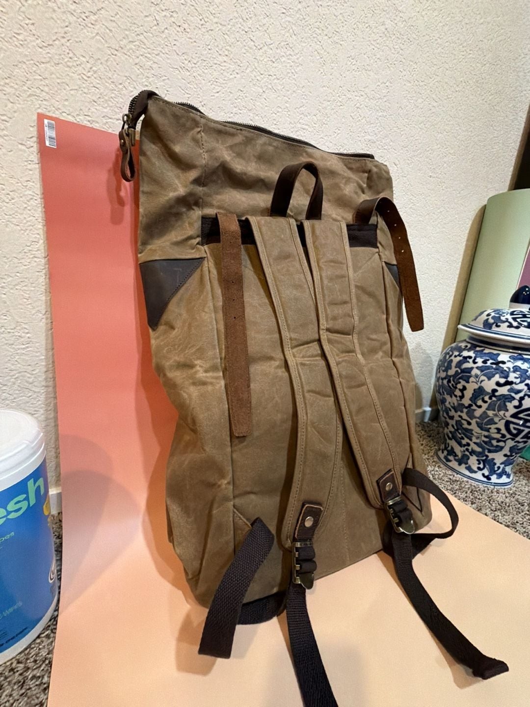 Large incredible waxed Canvas backpack – Travel (water resistant)