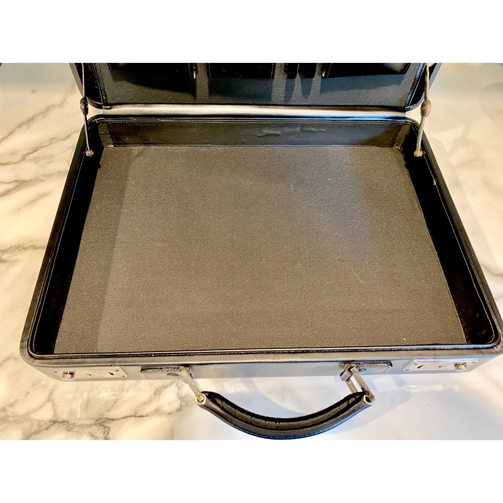 Vintage Cole Haan Black Leather Hard Shell Briefcase Attache Case